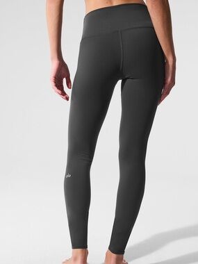 Alo Womens High-Waist Airbrush Full Length Legging Anthracite Dark Grey Medium